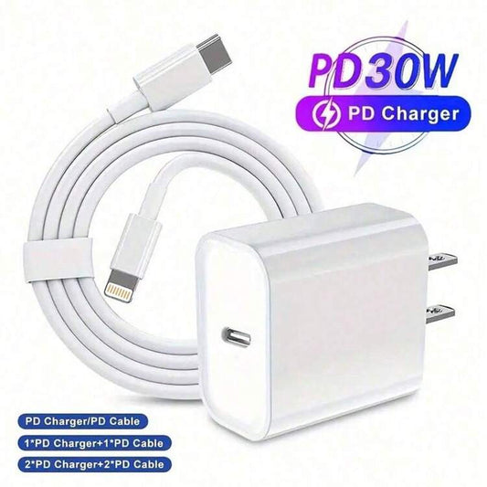 Kit De Cargador - Adaptador De Carga Rápida De 30W + Cable De Carga Y Sincronización De Alta Eficiencia Set De Cargador De Pared Para IPad Adecuado Para Viajes, Oficina.