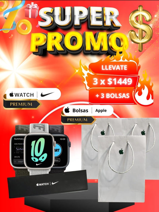 3 Apple Watch Nike y 3 bolsas