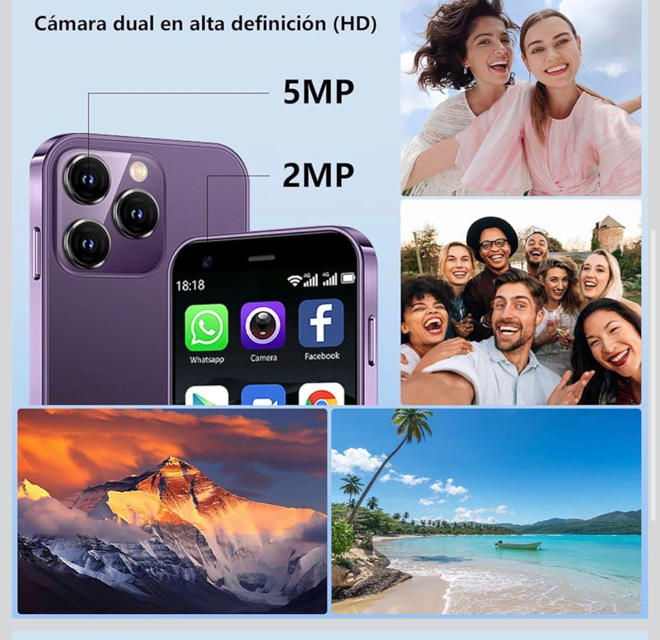 Mini teléfono inteligente js1 4pulgadas 2gb/16gb