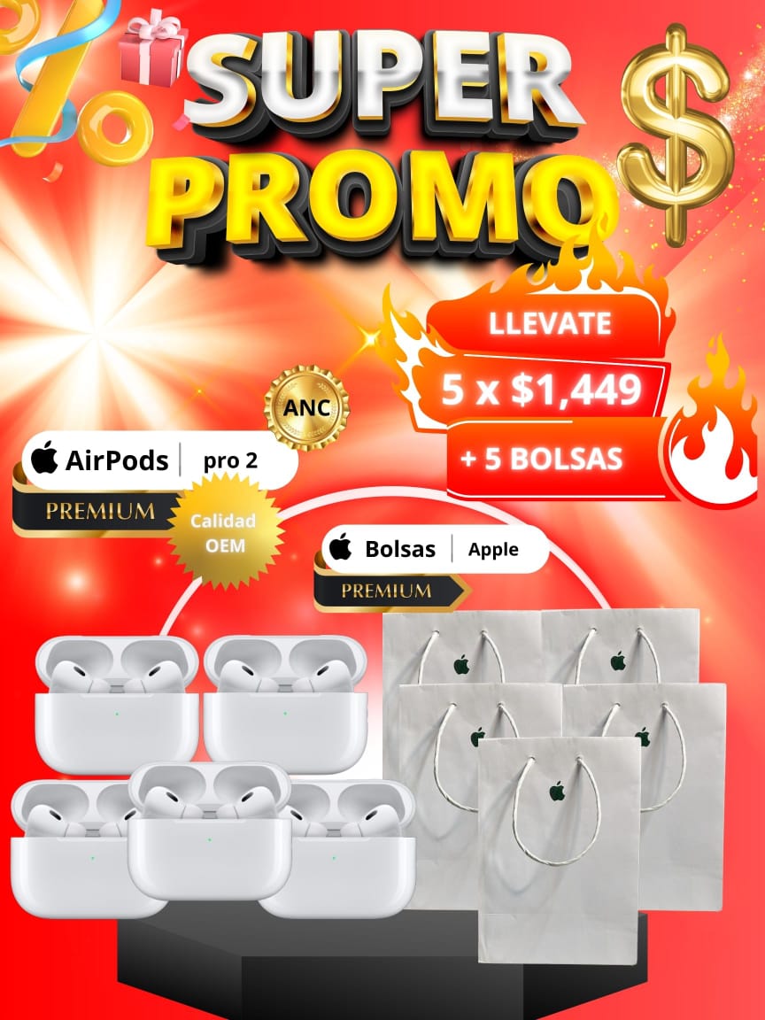 5 Airpods pro 2 OEM + 5 Bolsas