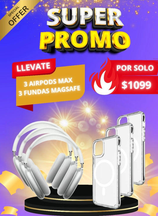3 Airpods Max + 3 fundas