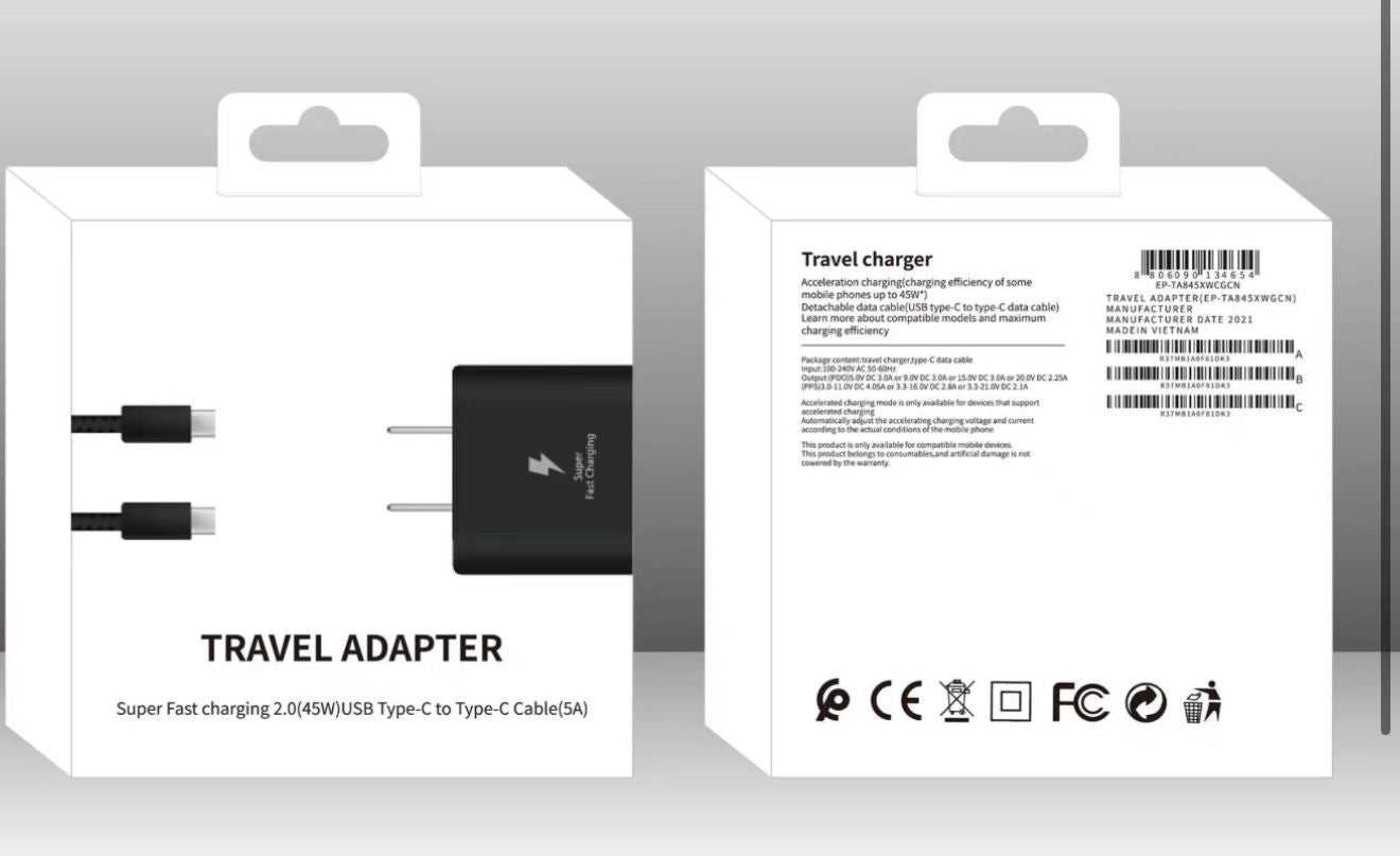 Cargador SAMSUNG 45w con cable C/C turbo